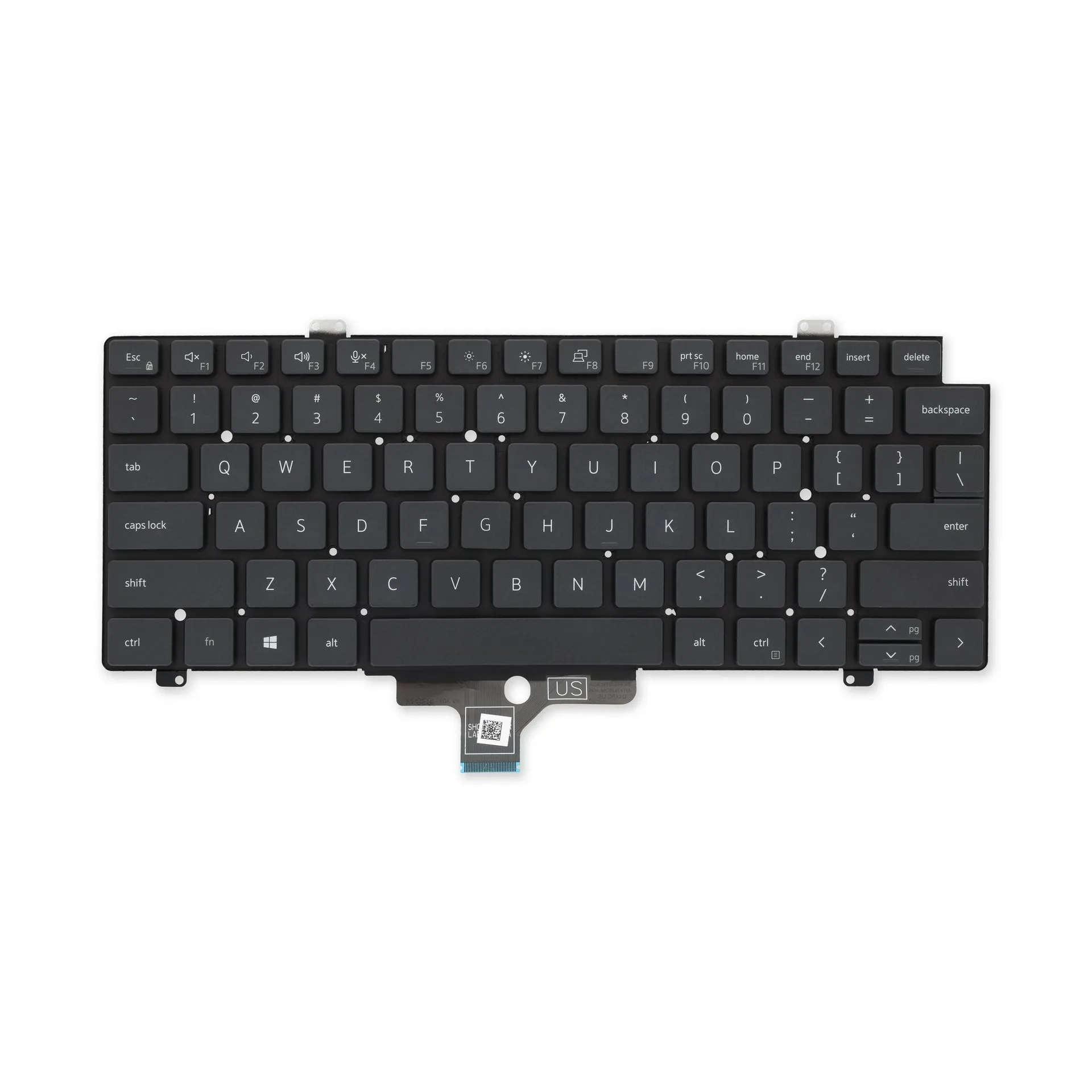 Ảnh tham chiếu mặt trước bàn phím Latitude 5420, bản 8MJ5F US. Cần đối chiếu tem và cáp trước khi thay.