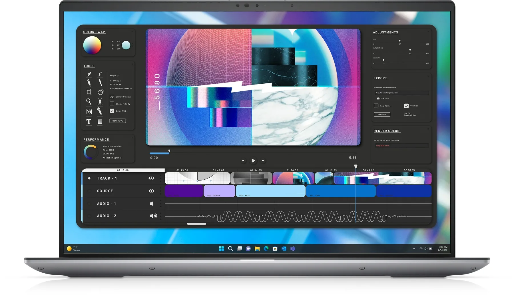 Dell Precision 5680 (2023) (i7-13800H, 32GB, 512GB, 16.0 inch FHD+ 1920x1200) - Mặt trước